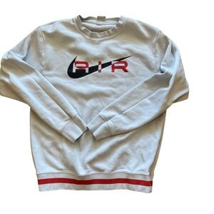 Nike Air Crewneck Sweatshirt Mens Small White Red Grey Graphic Fleece Pullover